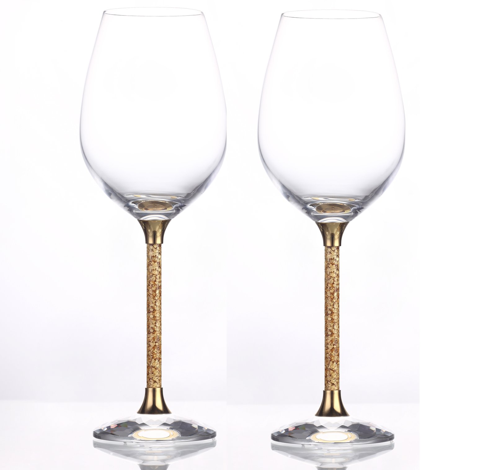 Gold Foil Stem Wine Glasses Diamond Affair