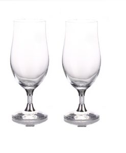 Pair of Swarovski Crystal Filled Stem Water Glasses
