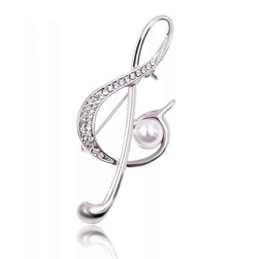 diamante treble clef musical note pin brooch