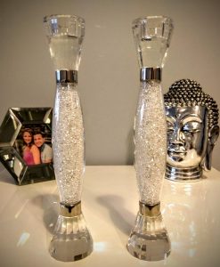 Pair of Candle Stick Holders with Swarovski Crystals