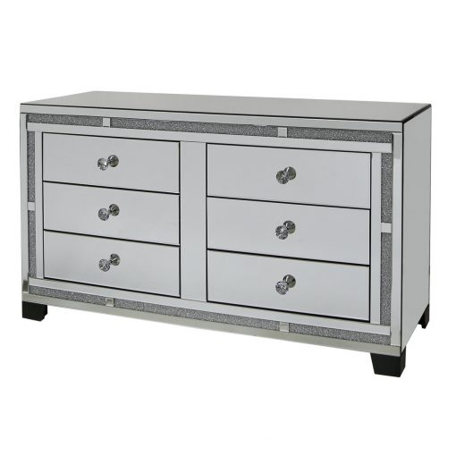Tuscany Mirrored 6 Drawer Cabinet with Swarovski Crystals