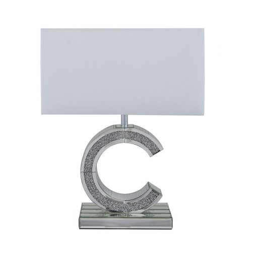 Small Tuscany Mirrored "C" Table Lamp Filled With Swarovski Crystals