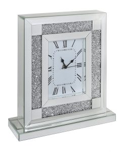 Tuscany Mirrored Square Table Clock with Swarovski Crystals
