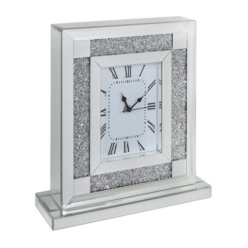 Tuscany Mirrored Square Table Clock with Swarovski Crystals