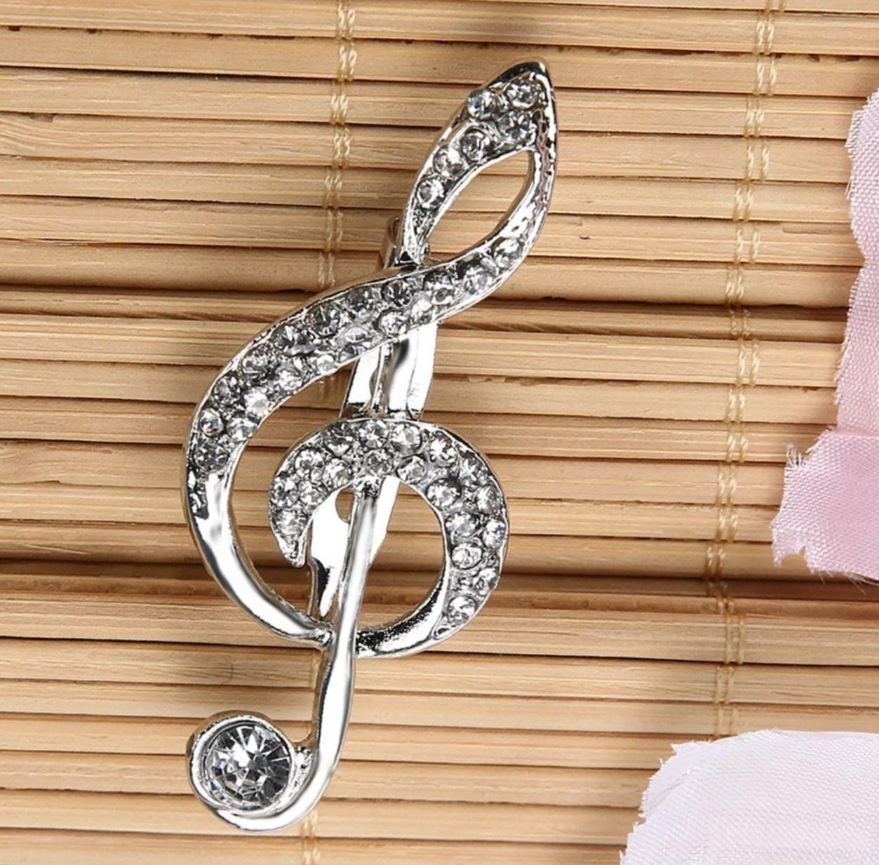 diamante musical note pin brooch gift idea for music lover teacher