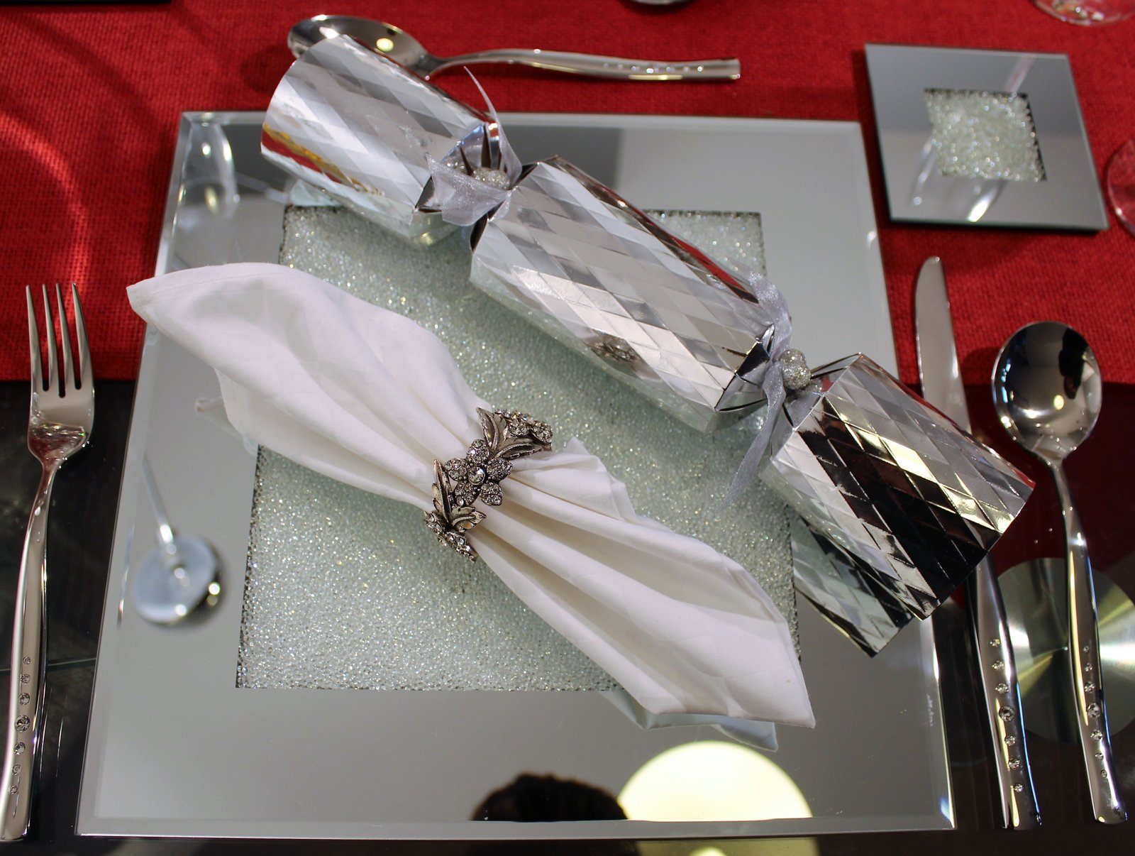 Swarovski Crystal Filled Mirrored Placemat Set Table Mats
