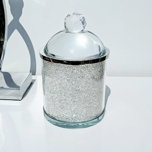 Bathroom Storage Jar with Swarovski Crystals Cotton Wool Make Up Brush Holder