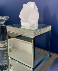 Mirrored Tissue Box with Swarovski Crystals