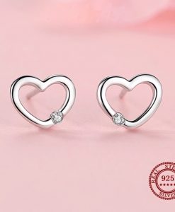 Sterling Silver Heart Earrings with Swarovski Crystal