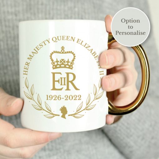 Personalised Queens Commemorative Gold Handle Mug