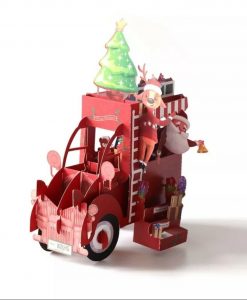 Pop Up 3D Laser Cut Christmas Santa Van Greeting Card