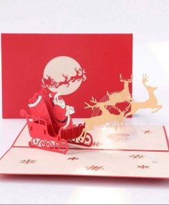 Pop Up 3D Christmas Santa Sleigh Card