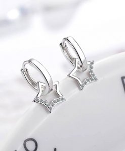 Sterling Silver Star Earrings With Swarovski Crystals