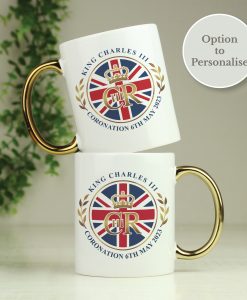 Personalised King Charles Coronation Commemorative Gold Handle Memorabilia Mug