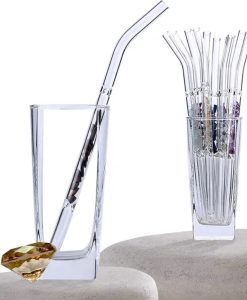 Reusable Glass Straw With Natural Healing Crystals